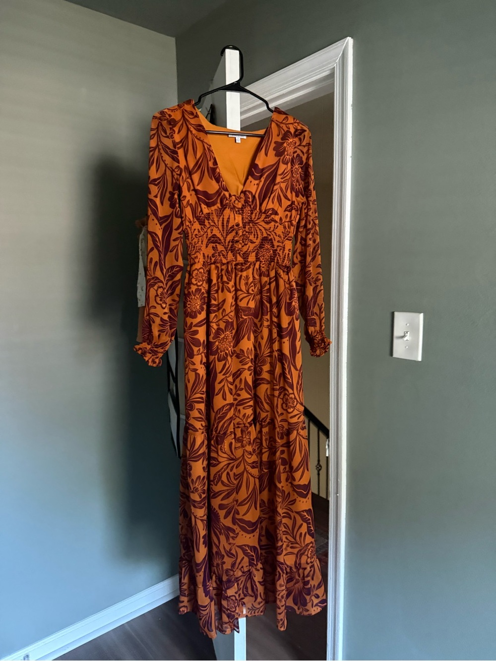 Patrons of Peace Rust Orange Floral Maxi Dress